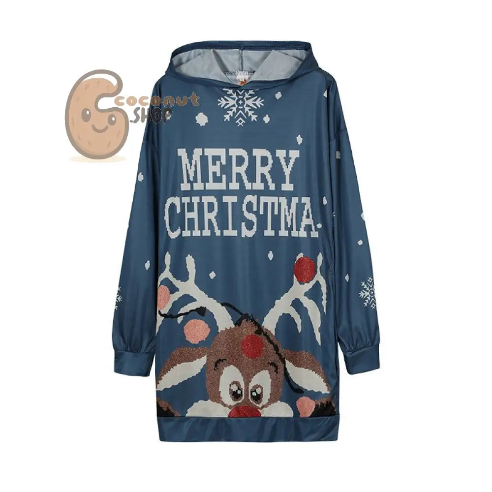 Merry Christmas Reindeer Hoodie Dress