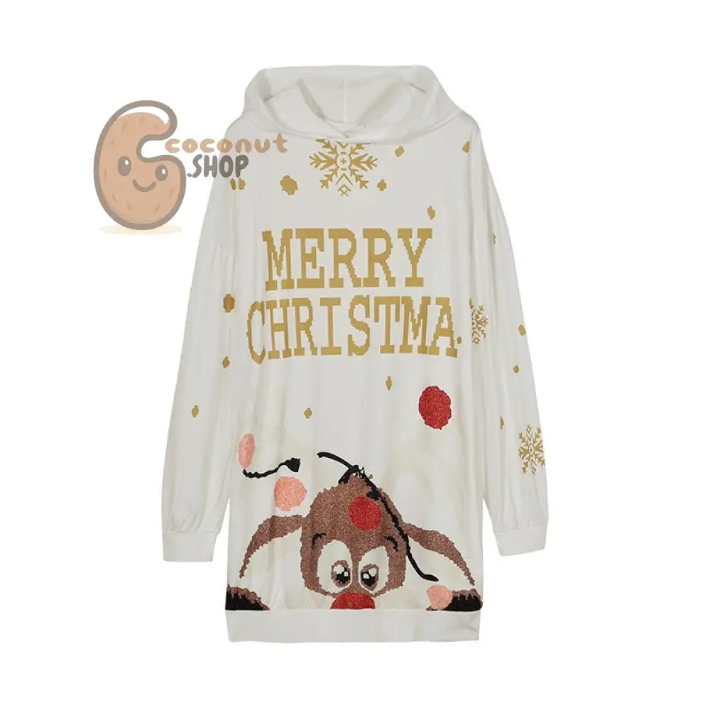 Merry Christmas Reindeer Hoodie Dress