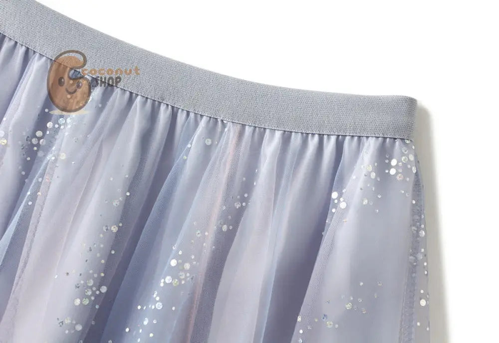 Mesh Large Swing A-line Skirt Flash Yarn Fairy Skirt High Waist Slim Long Skirt