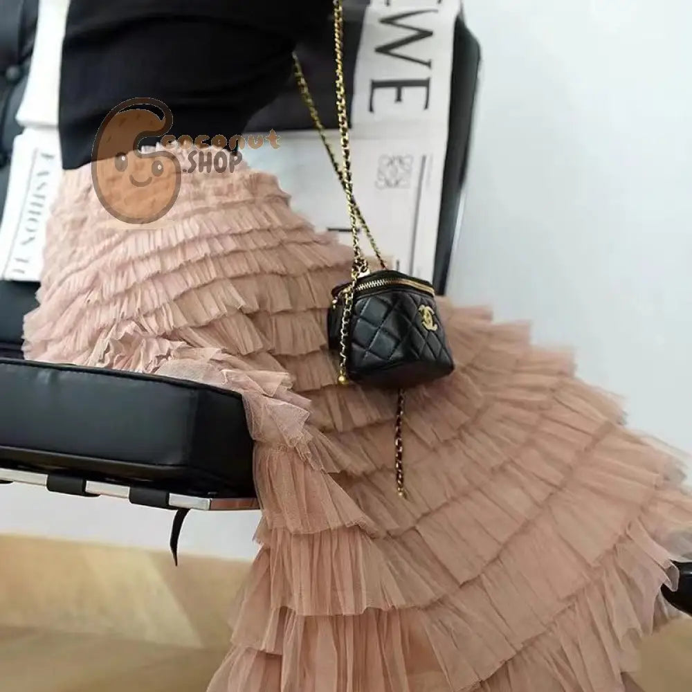 Multi-Layered Long Princess Skirt - Pink / One size fits all small