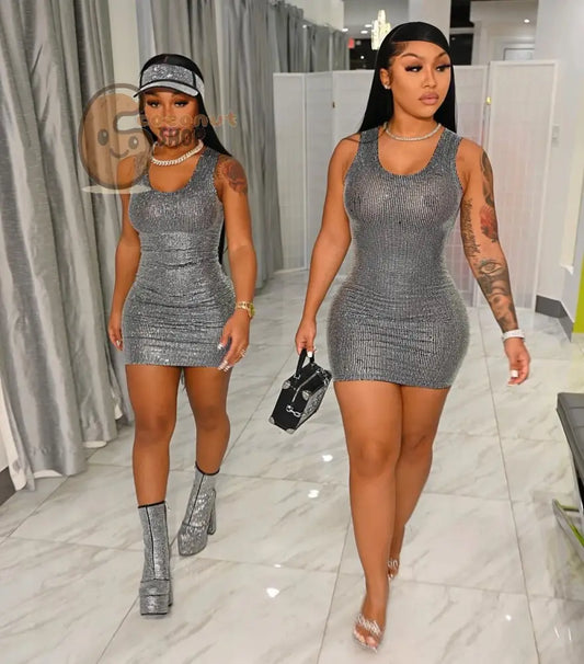 New Sexy U-Neck Solid Color Tight-Fitting Sling Pencil Dress