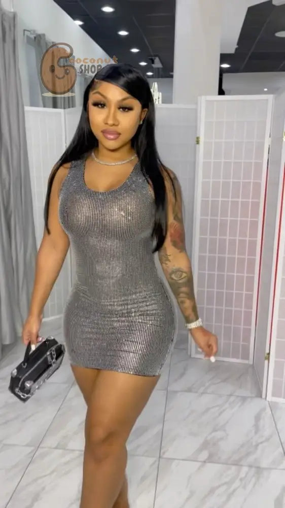 New Sexy U-Neck Solid Color Tight-Fitting Sling Pencil Dress