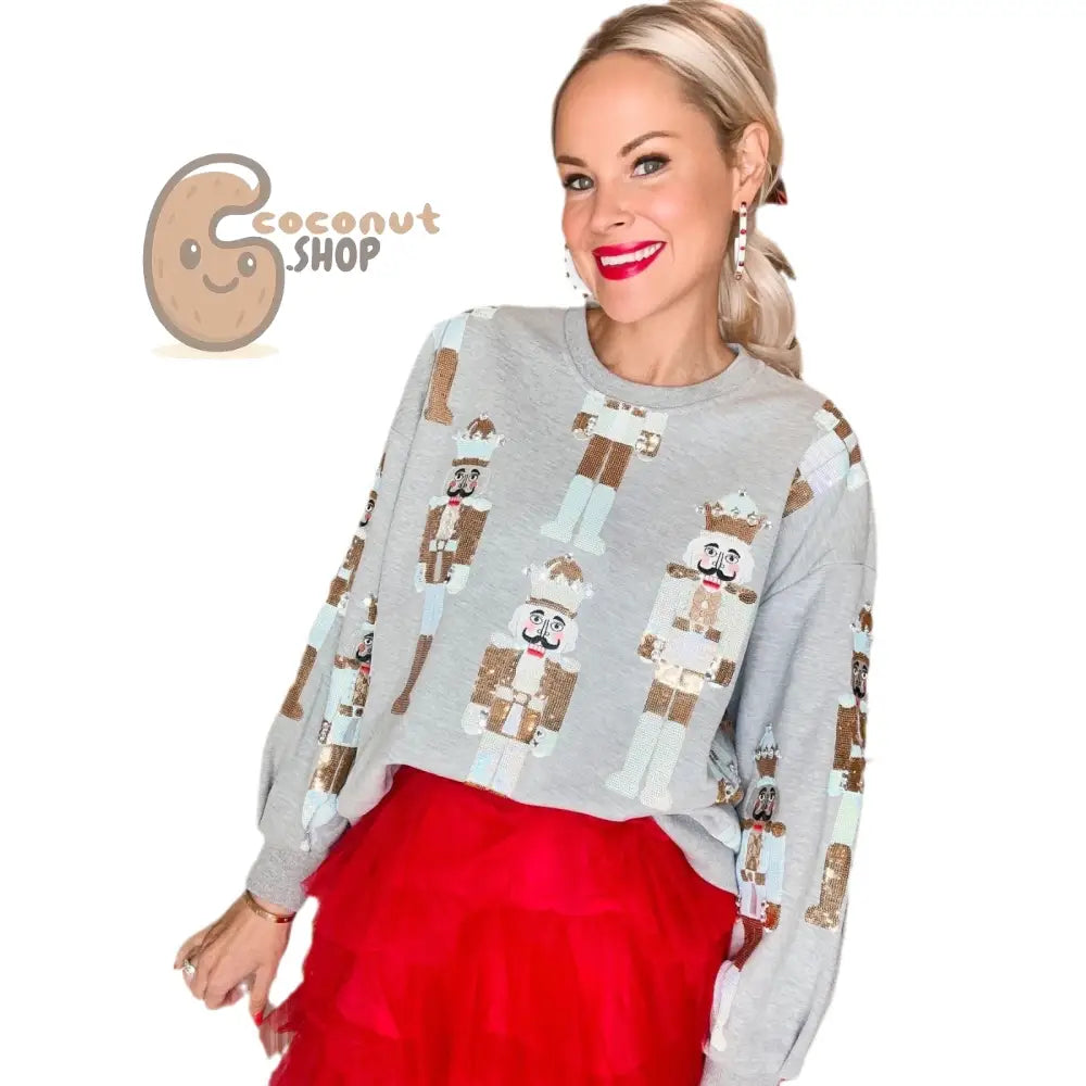 Nutcracker Sparkle Long Sleeve Loose Sweatshirt