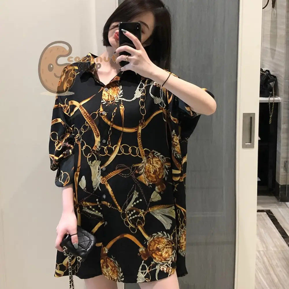 Plus size Fashion casual oversized Women Blouses Spring chiffon Blouse three quarter sleeve Loose Tops Shirts Blusas