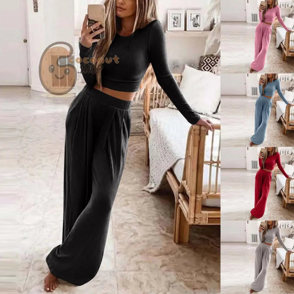 Pretty Knitted Casual Home Two-Piece Suit