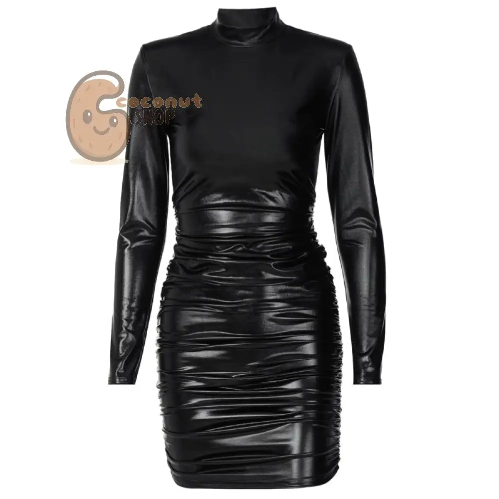 Pure Color New Fashion Sexy Slim Slimming Ruffled Long Sleeve Dress Knitted Bag Hip Skirt Right Angle Shoulder Dress