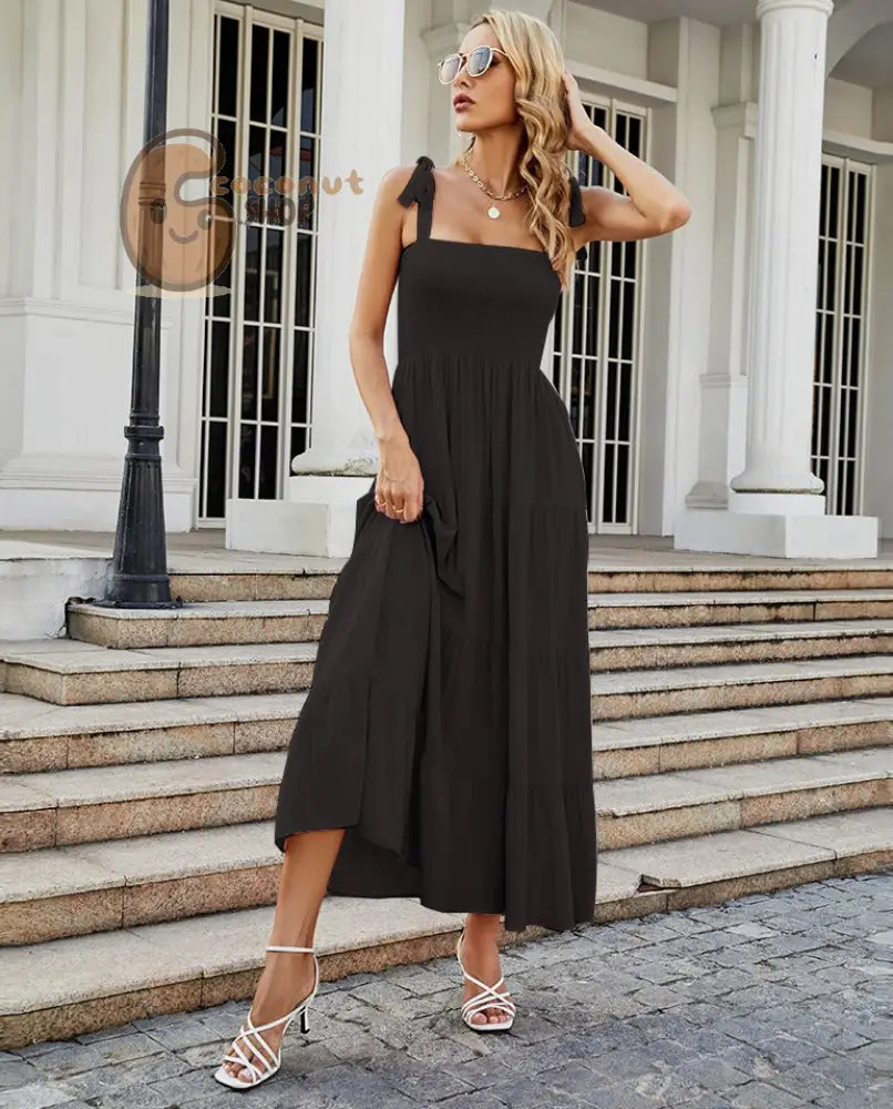 Radiate Summer Charm: Explore our Collection of Cute Printed Summer Dresses - Black Rayon / S