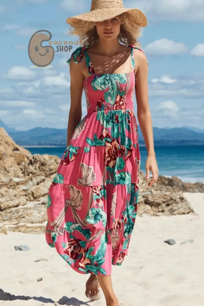 Radiate Summer Charm: Explore our Collection of Cute Printed Summer Dresses - Red / S