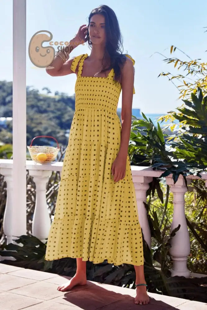 Radiate Summer Charm: Explore our Collection of Cute Printed Summer Dresses - Bright Yellow / S