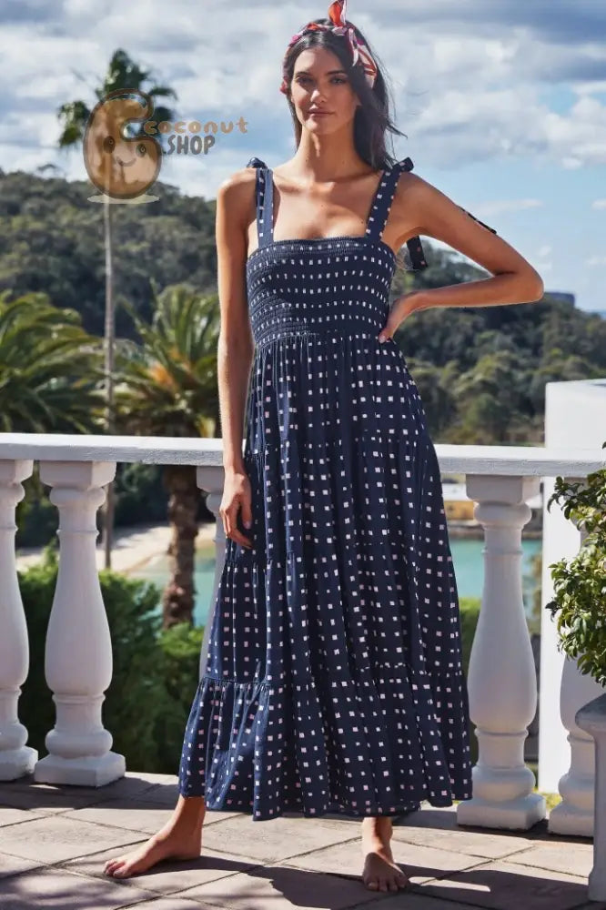 Radiate Summer Charm: Explore our Collection of Cute Printed Summer Dresses - Dark Blue / S