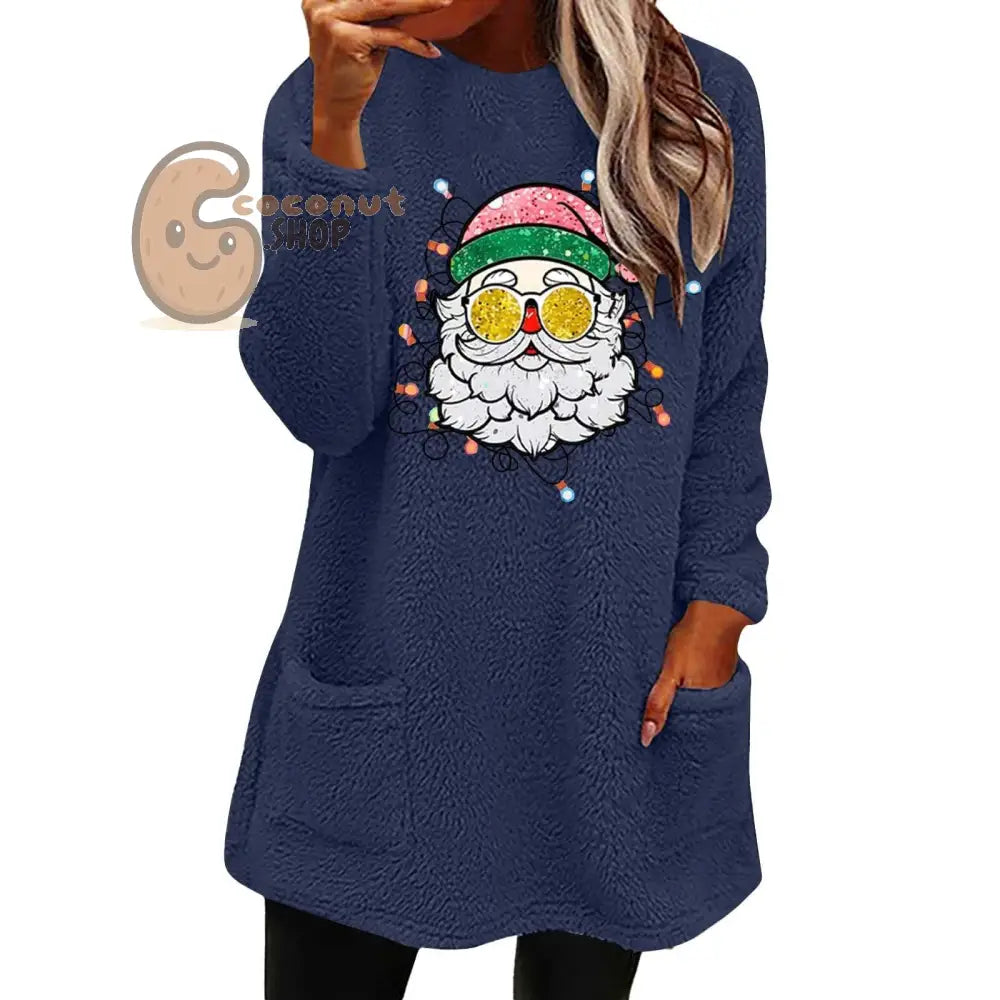 Santa Shades Double-Sided Velvet Pocket Sweatshirt