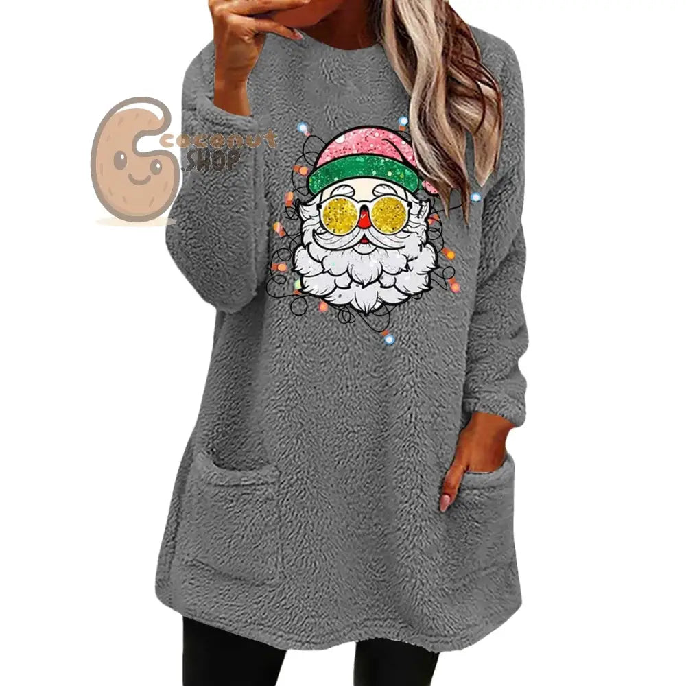 Santa Shades Double-Sided Velvet Pocket Sweatshirt