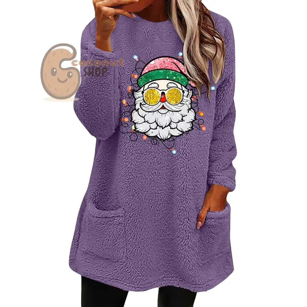 Santa Shades Double-Sided Velvet Pocket Sweatshirt