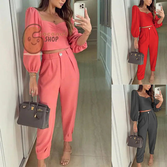 Sensual Elegance: Alluring Square Collar Two-Piece