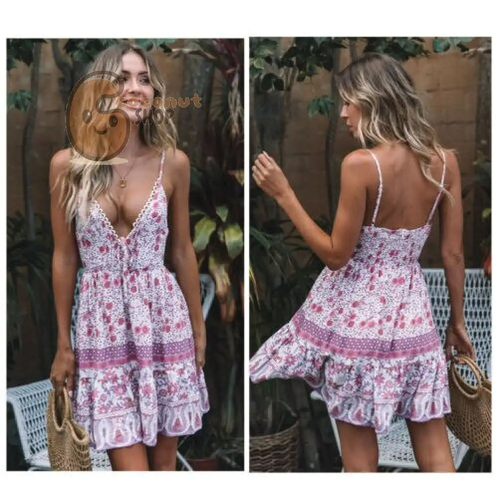 Sexy Chiffon Mini Dress - Purple / S