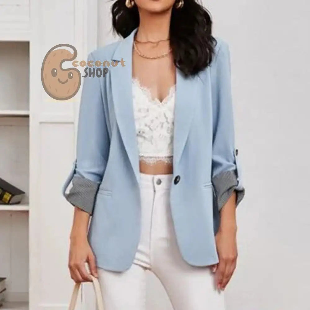 Sexy Elegant Cardigan Suit Jacket - Sky Blue / S