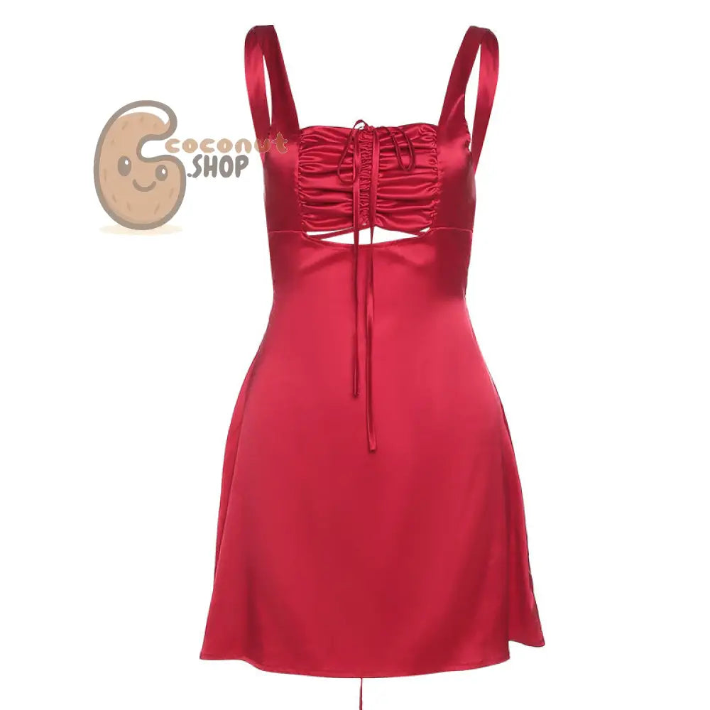 Sexy Hot Girls Fashion Backless Suspenders Slim Bag Hip Temperament Dress - S / red