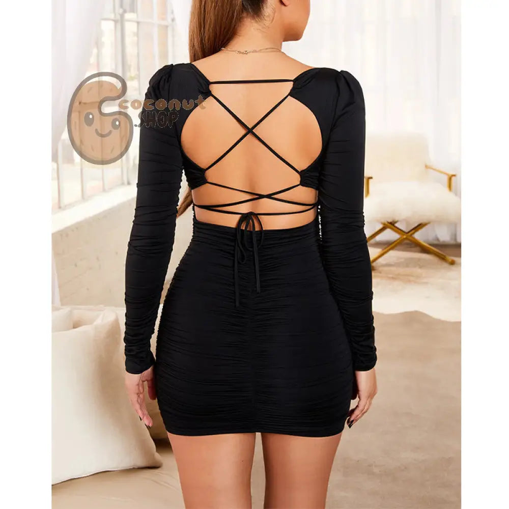 Sexy Lace-Up Long Sleeve Dress - Effortless Allure!