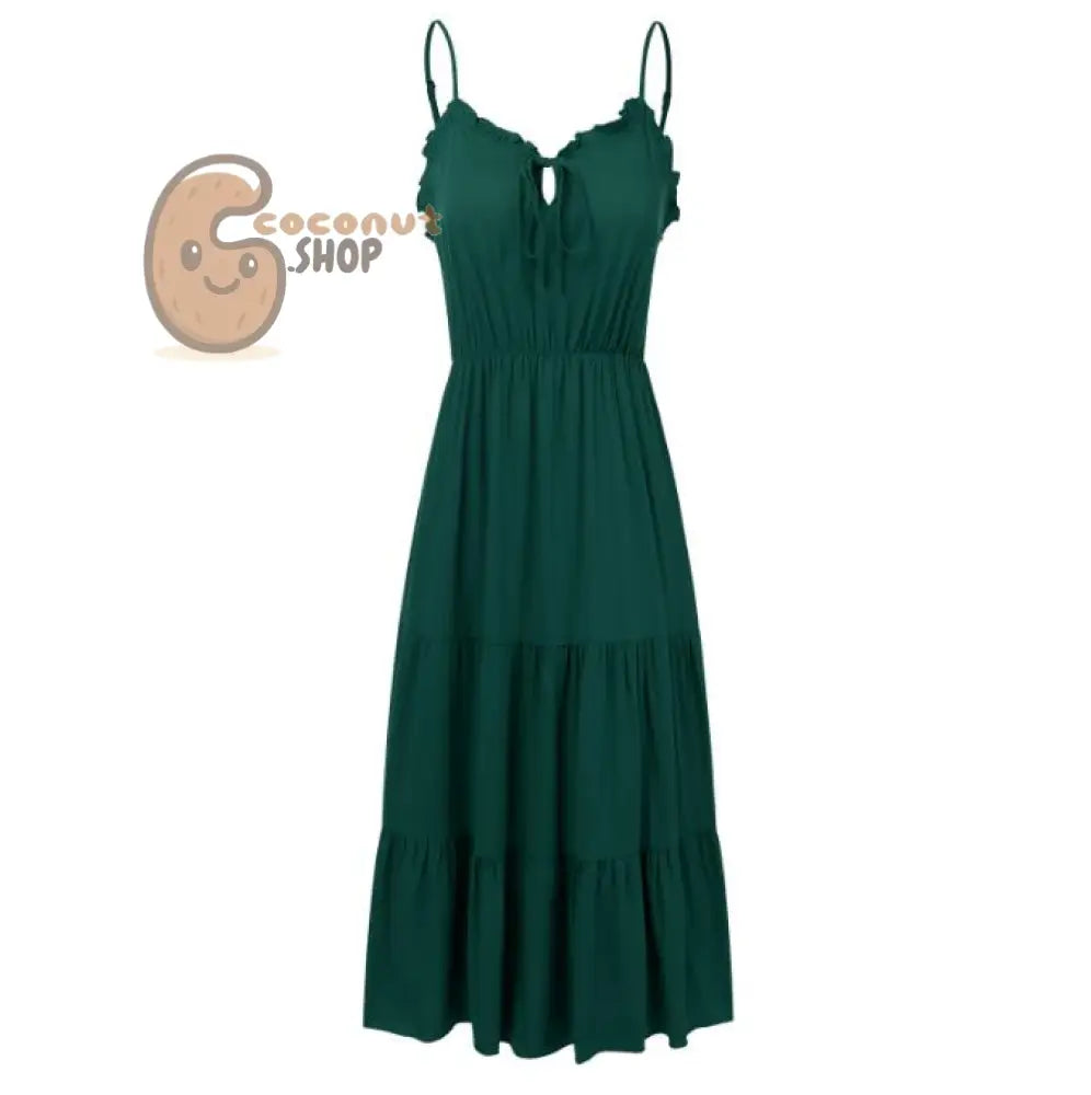 Sexy Solid Color Ruffled Long Dress