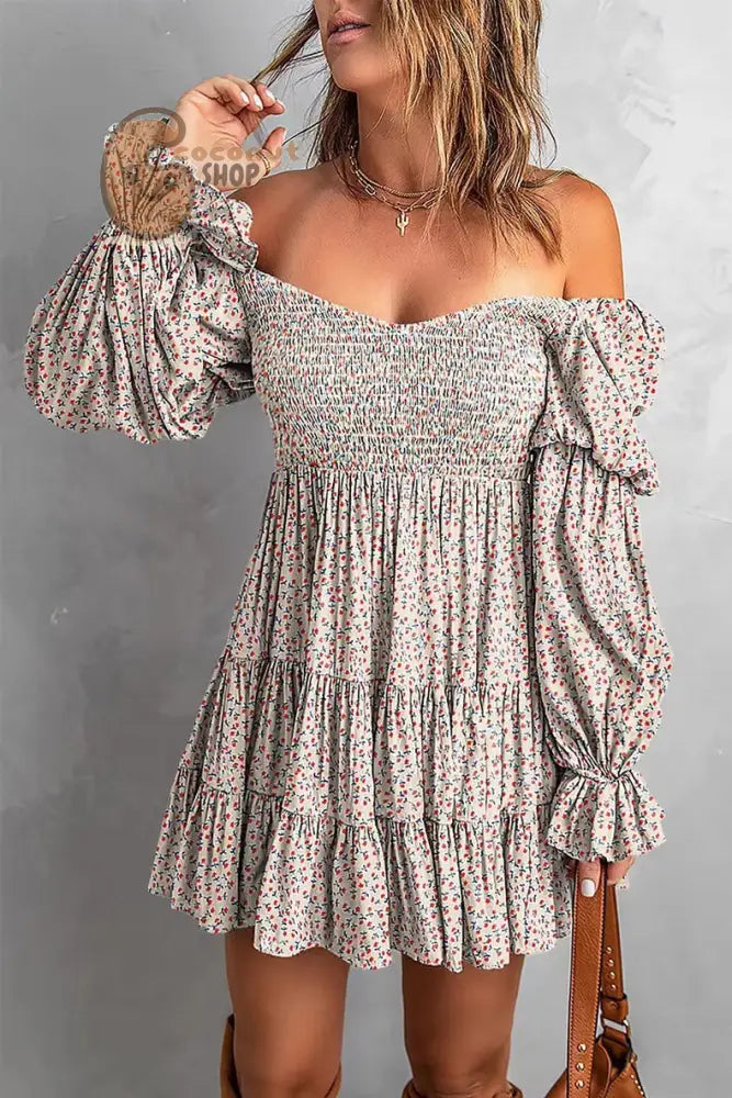 Sexy Word-Neck Strapless Dress - Apricot / S