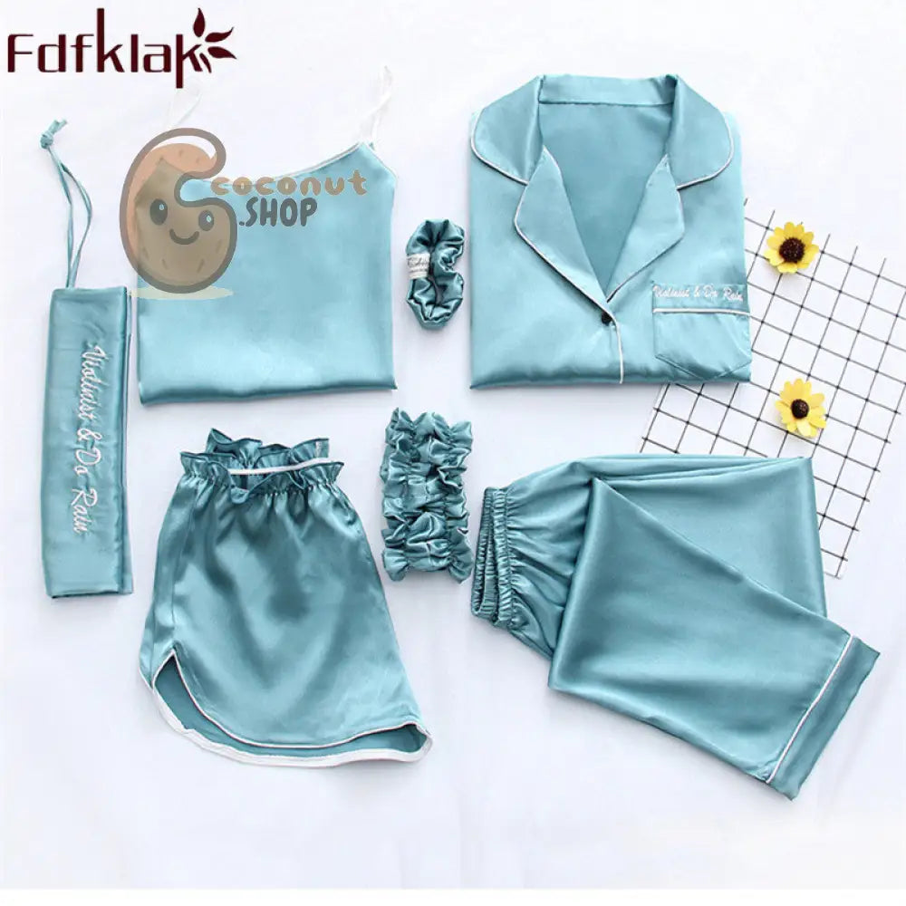 Silk Pajama Set: 7-Piece Nightwear