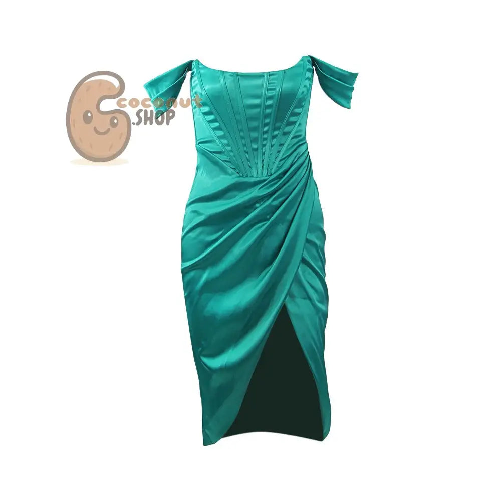 Sleek Fish Bone Shoulder Cut-Out Dress: Slimming Elegance with a Touch of Sexy Solid Color Chic - dress