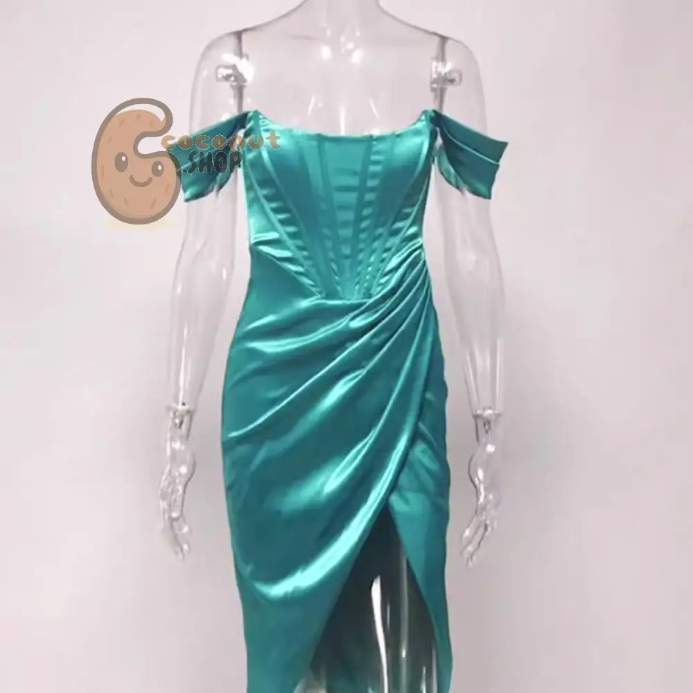 Sleek Fish Bone Shoulder Cut-Out Dress: Slimming Elegance with a Touch of Sexy Solid Color Chic - dress