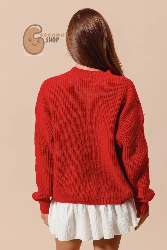 SO ME All Over Ribbon Sequins Christmas Holiday Sweater