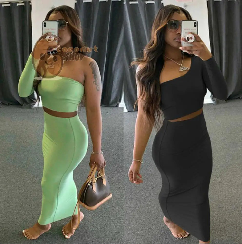 Spring Sizzle: Embrace New Fashion with the Long-Sleeved Navel-Baring Two-Piece Trend Tight Suit - Your Ultimate Style