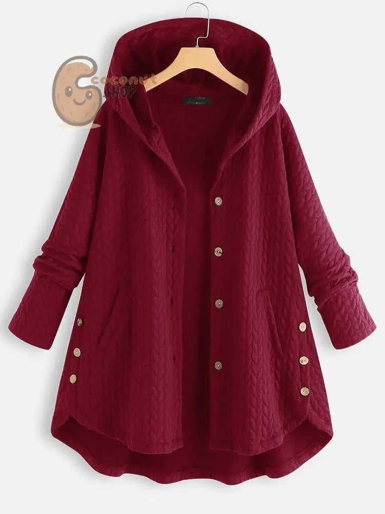 Stay Warm in Style: Women’s Hooded Medium Long Cotton Padded Jacket for Casual Autumn and Winter Wear - Red / M