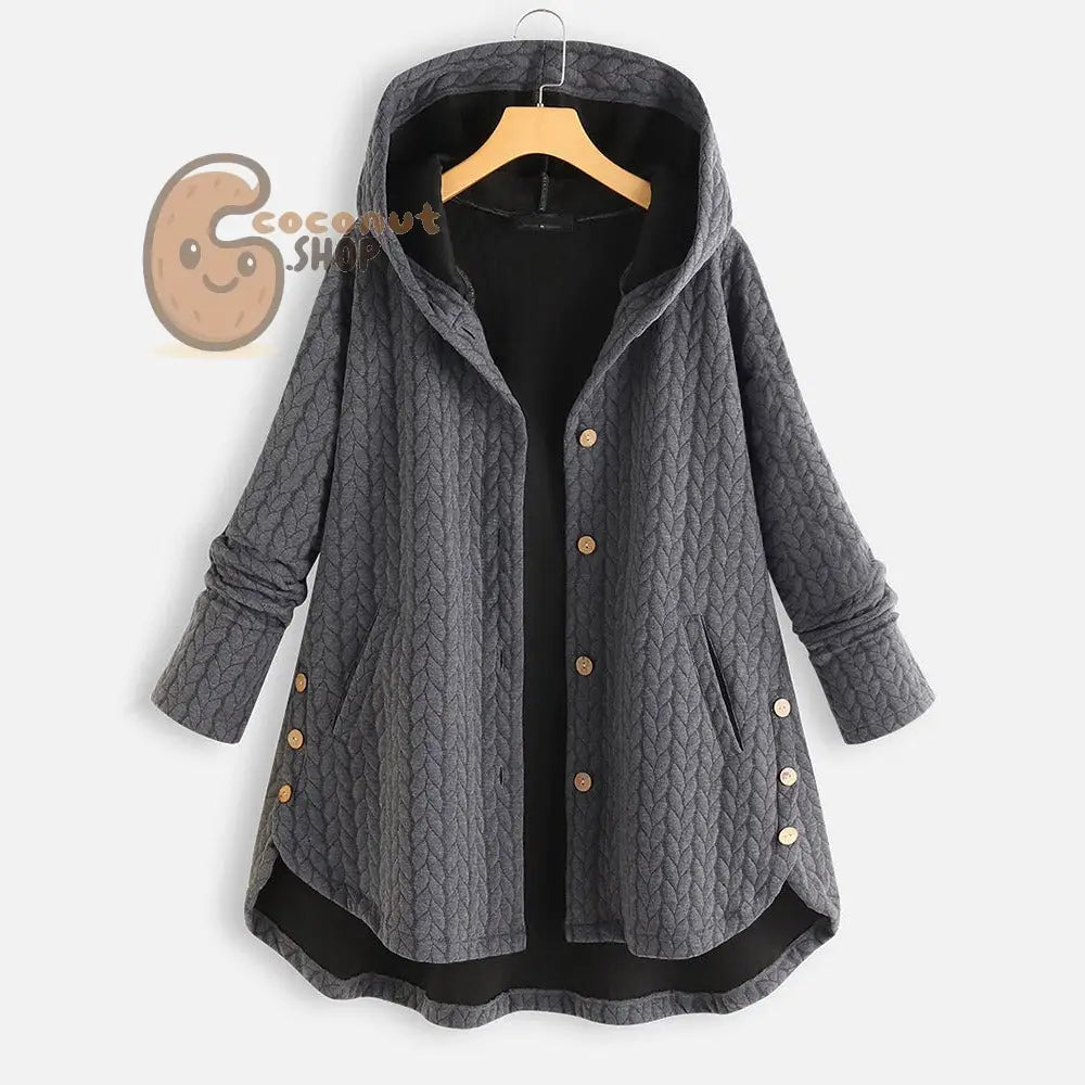 Stay Warm in Style: Women’s Hooded Medium Long Cotton Padded Jacket for Casual Autumn and Winter Wear - Grey / M