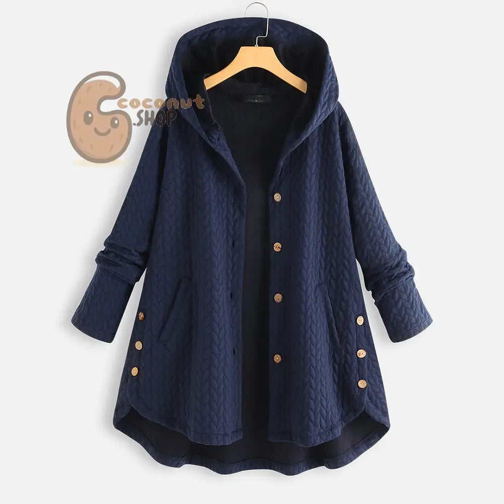 Stay Warm in Style: Women’s Hooded Medium Long Cotton Padded Jacket for Casual Autumn and Winter Wear - Blue / M