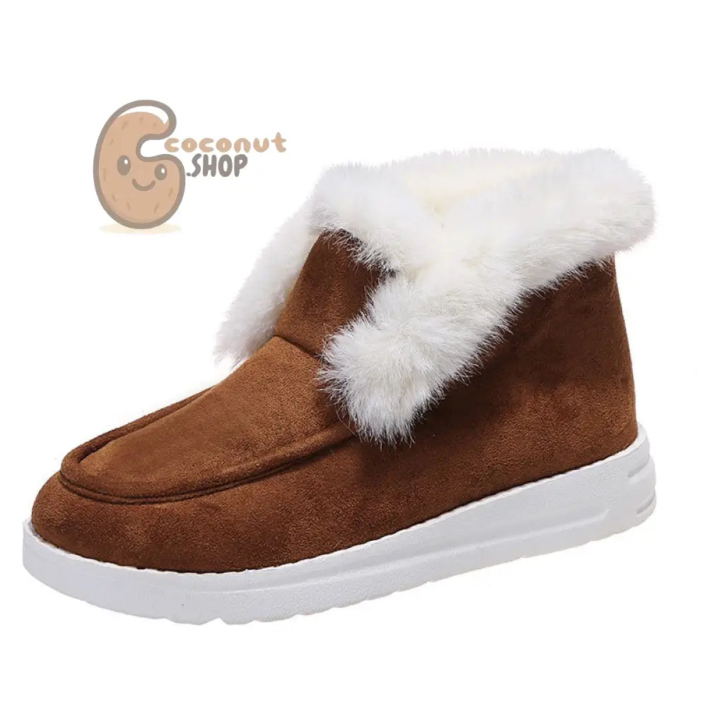 Suede Warm-keeping Cotton Snow Shoes - Brown / 35 - shoes