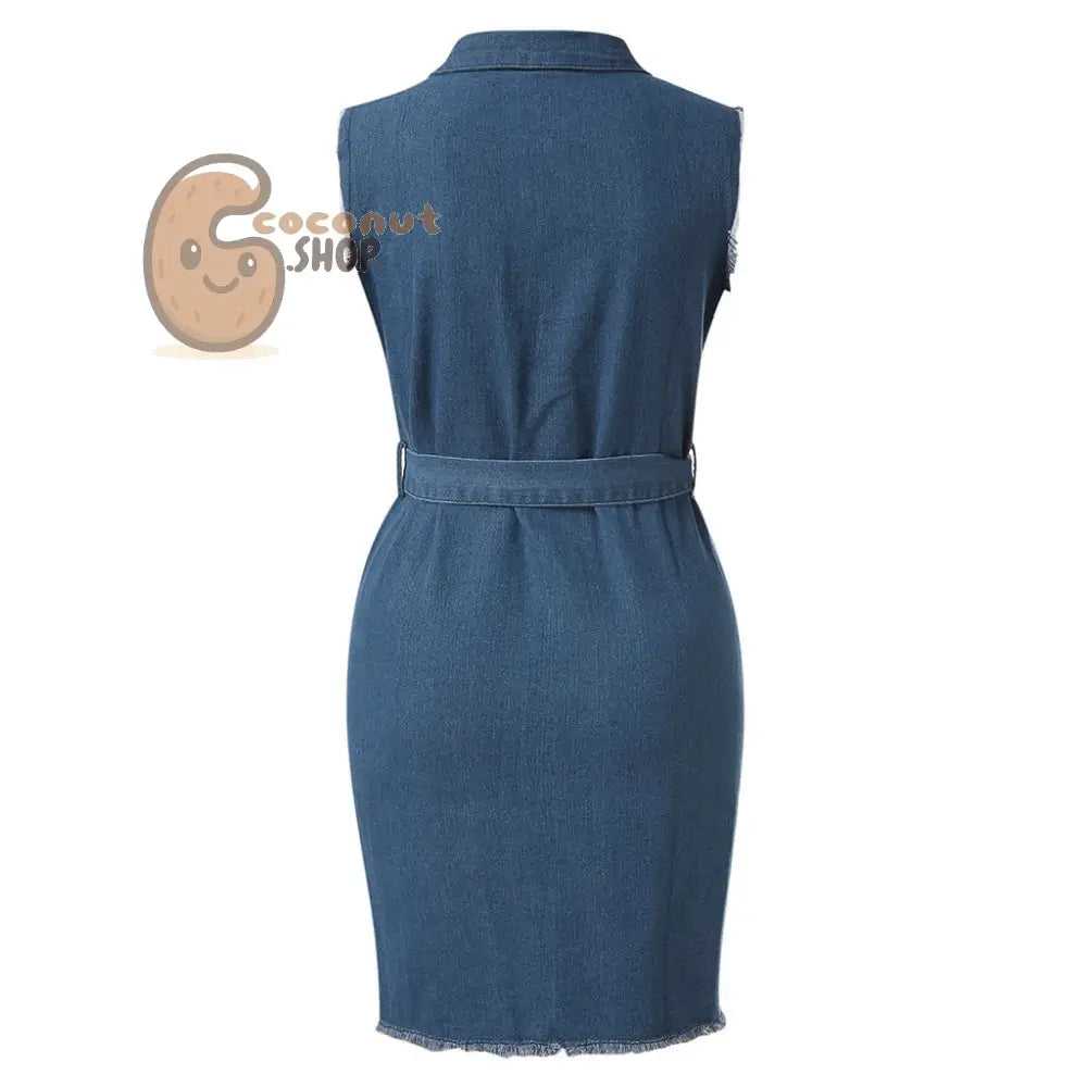 Summer Womens Button Down Denim Sexy Dress Ladies Lace Jeans Long Shirt Dress