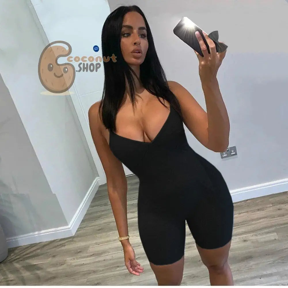 Sun-Kissed Vibes: Unleash Confidence with our Sleek Summer Rompers - L / Black