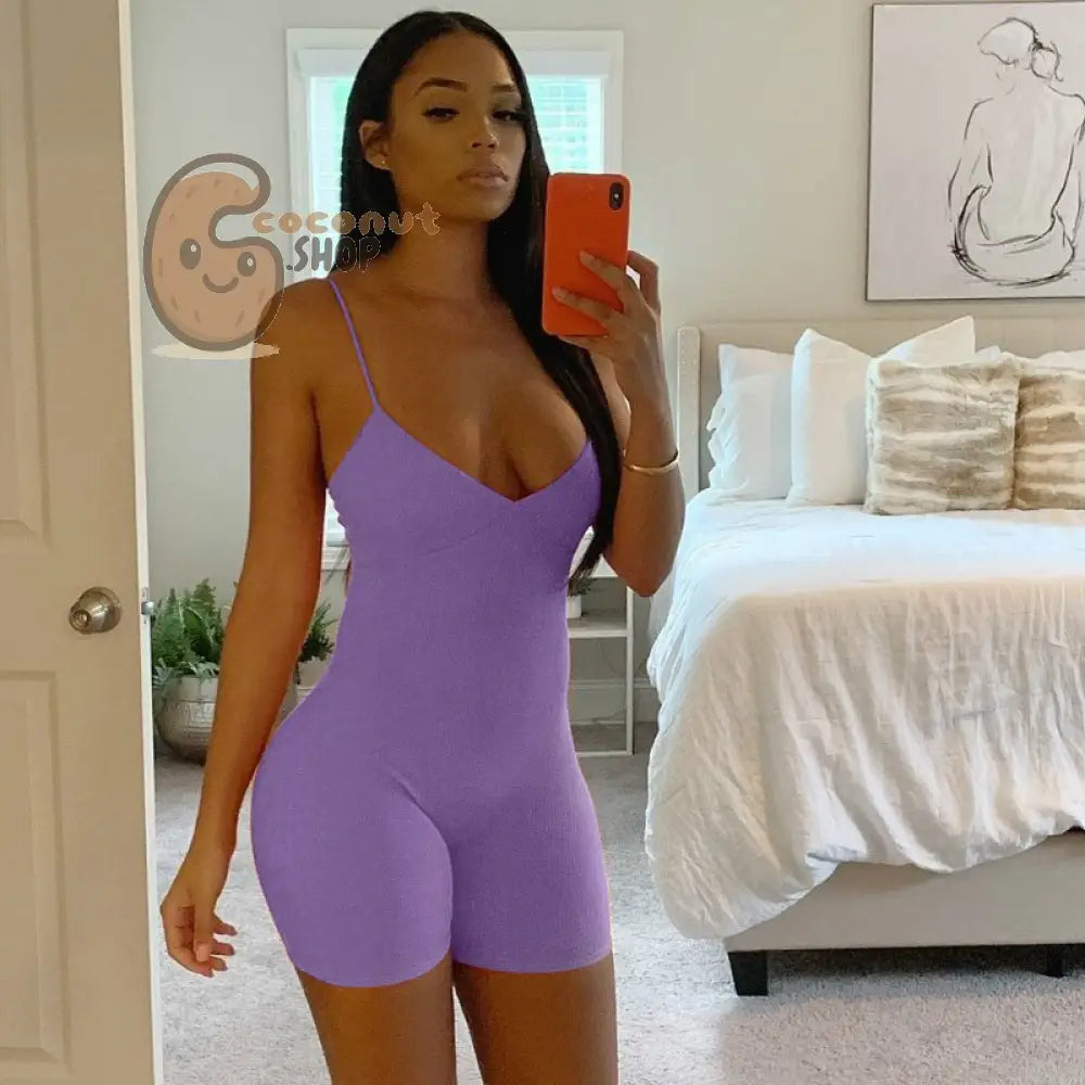 Sun-Kissed Vibes: Unleash Confidence with our Sleek Summer Rompers - L / Purple