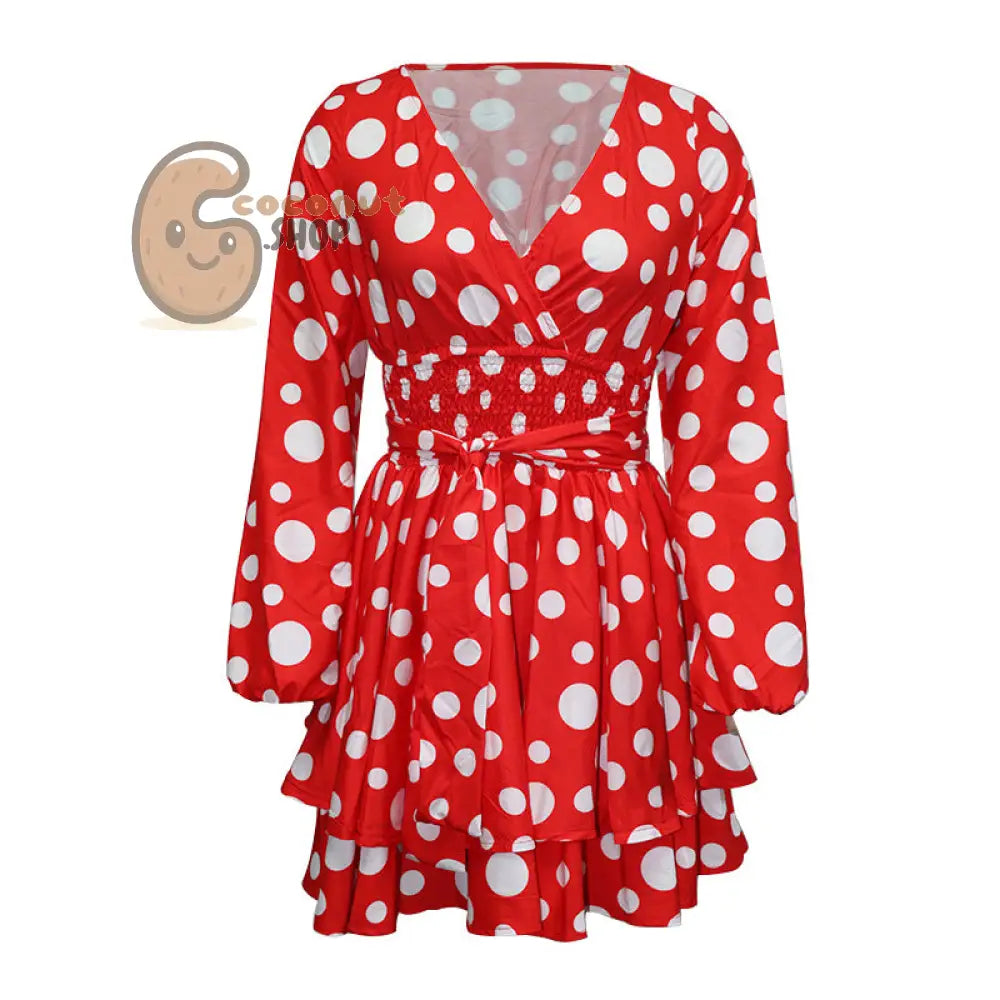 Super Sexy V-Neck Polka Dot Polka Dot Mini Dress
