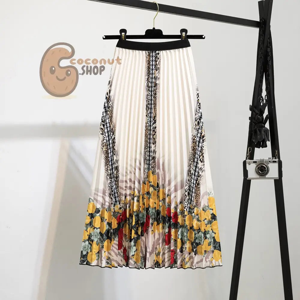 Swing into Style: Embrace the Mid-Length Pleated A-Line Skirt - Effortlessly Elegant Elastic Waist Pleats with Chic