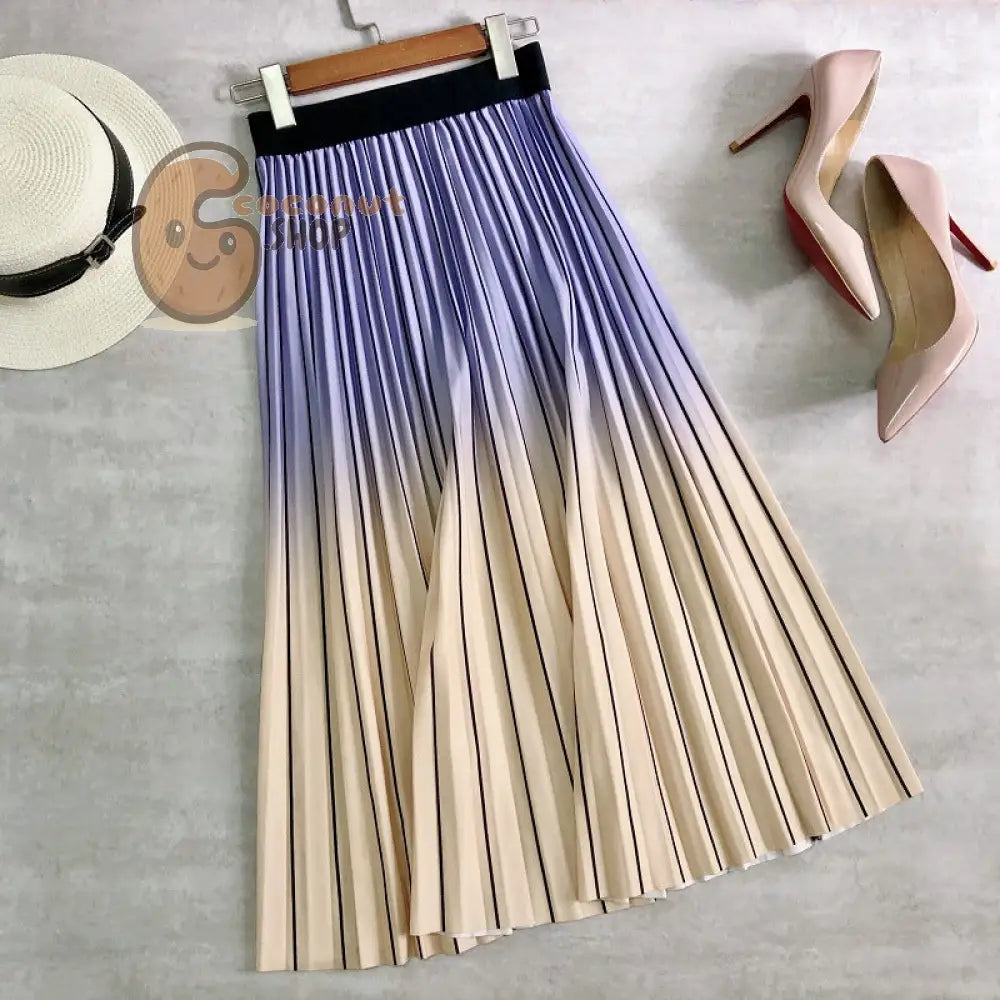 Swing into Style: Embrace the Mid-Length Pleated Skirt - Effortlessly Elegant Elastic Waist Pleats with Two Shades