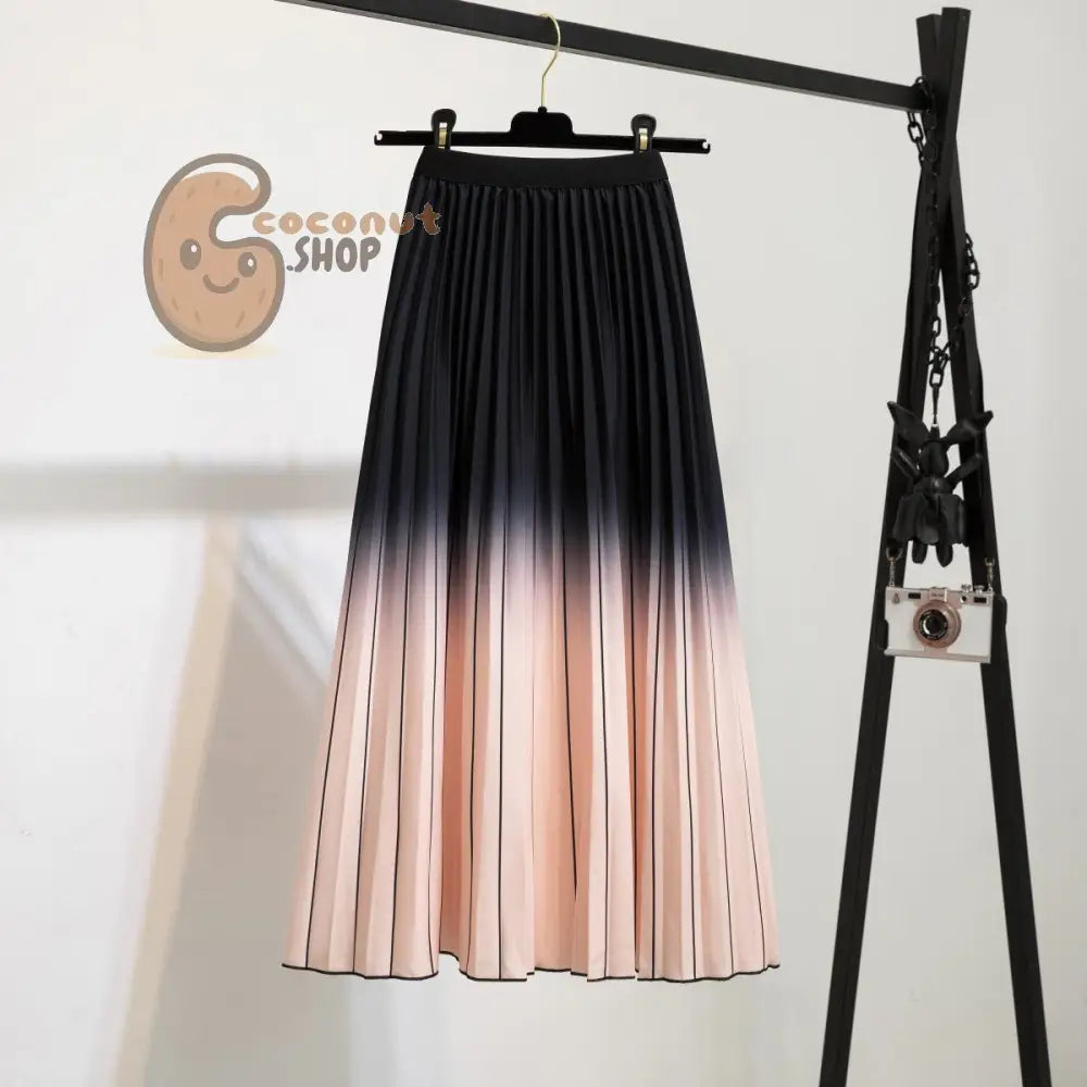 Swing into Style: Embrace the Mid-Length Pleated Skirt - Effortlessly Elegant Elastic Waist Pleats with Two Shades