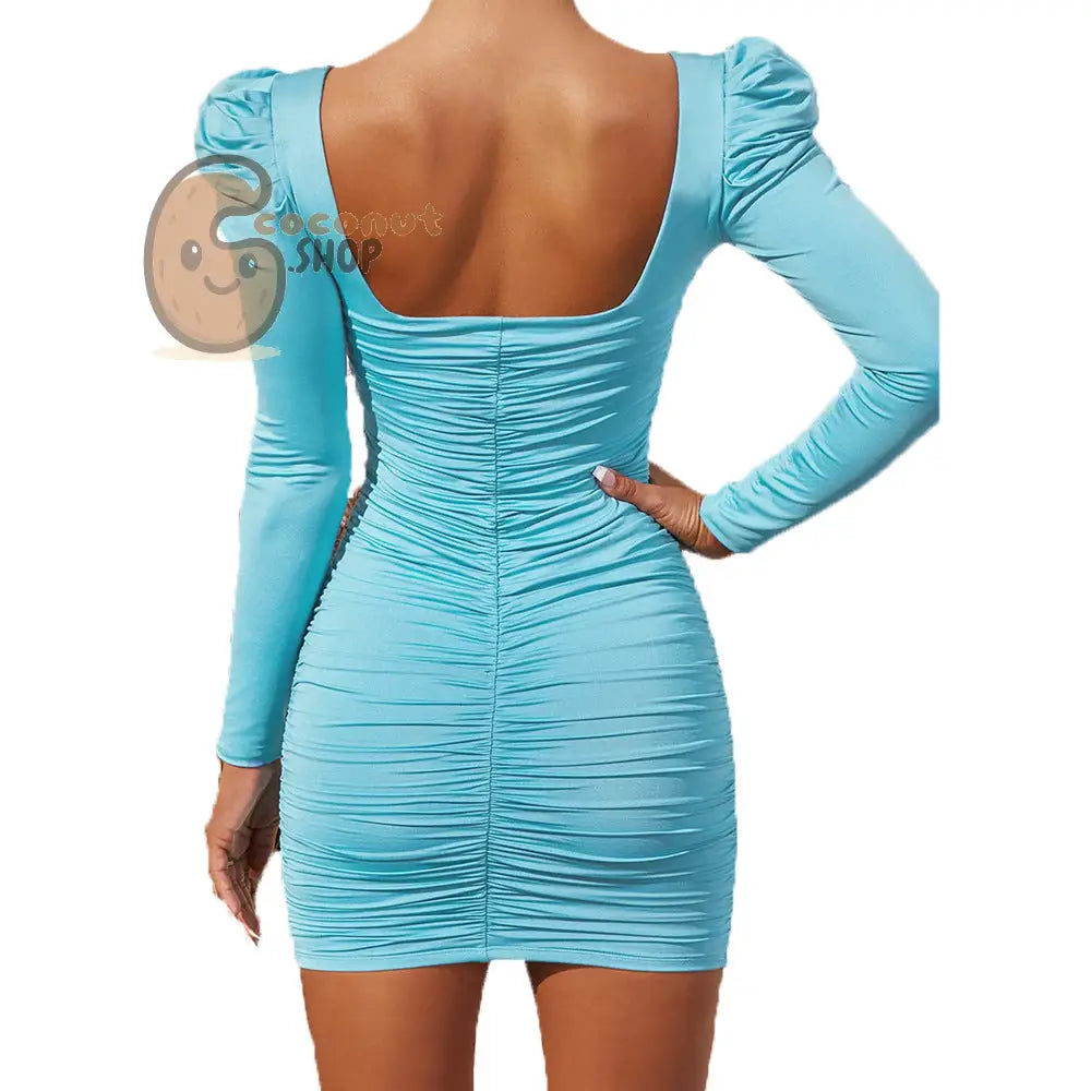 Timeless Elegance: Embrace the Allure of Women’s Black Backless Long-Sleeved Dress with Pile Shoulder Detail!