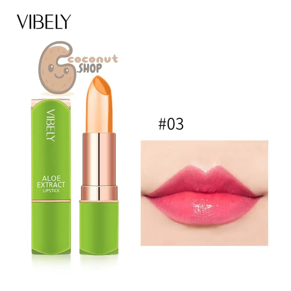 VIBELY Aloe Vera Warm Color Jelly Lip Care - 03#First Kiss Orange Red