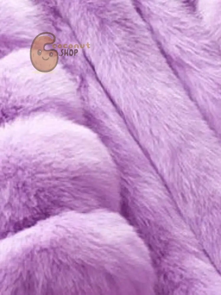 Warm Plush Faux Fur Coat: Purple Pink Long Sleeve