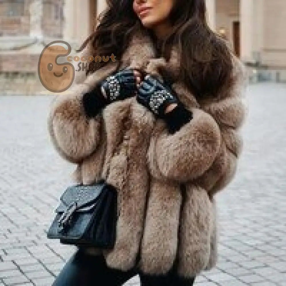 Warm Plush Faux Fur Coat: Purple Pink Long Sleeve