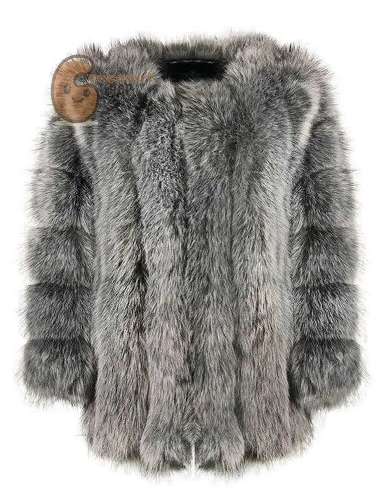 Warm Plush Faux Fur Coat: Purple Pink Long Sleeve