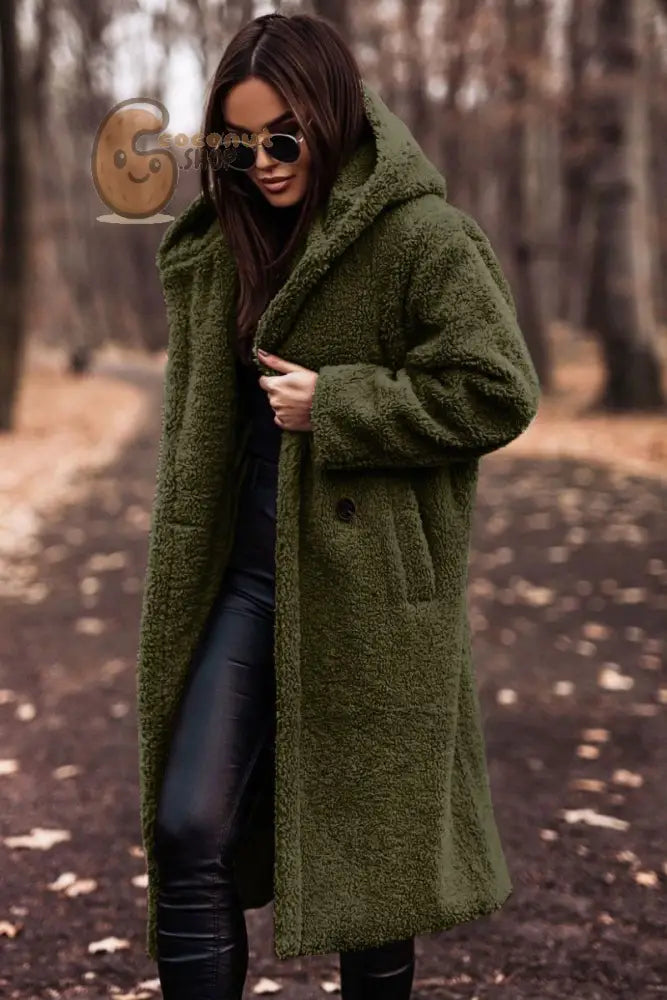 Winter Fashion Long Coat Net Color Long Sleeve Tweed Women’s Jacket