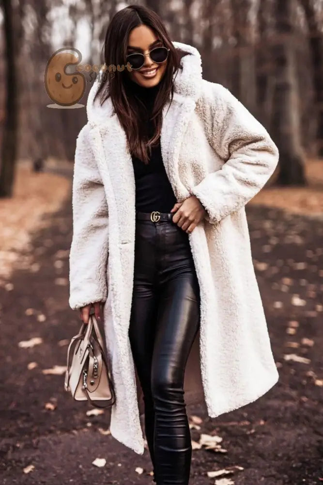 Winter Fashion Long Coat Net Color Long Sleeve Tweed Women’s Jacket