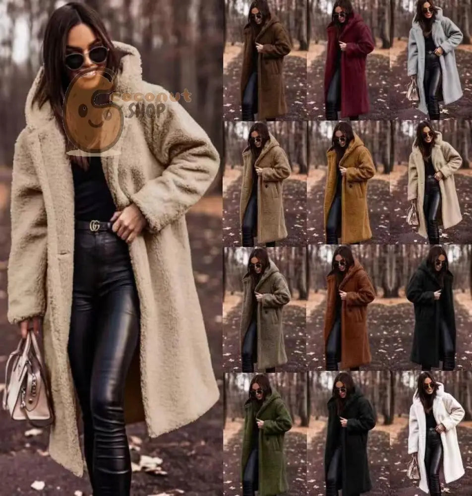Winter Fashion Long Coat Net Color Long Sleeve Tweed Women’s Jacket