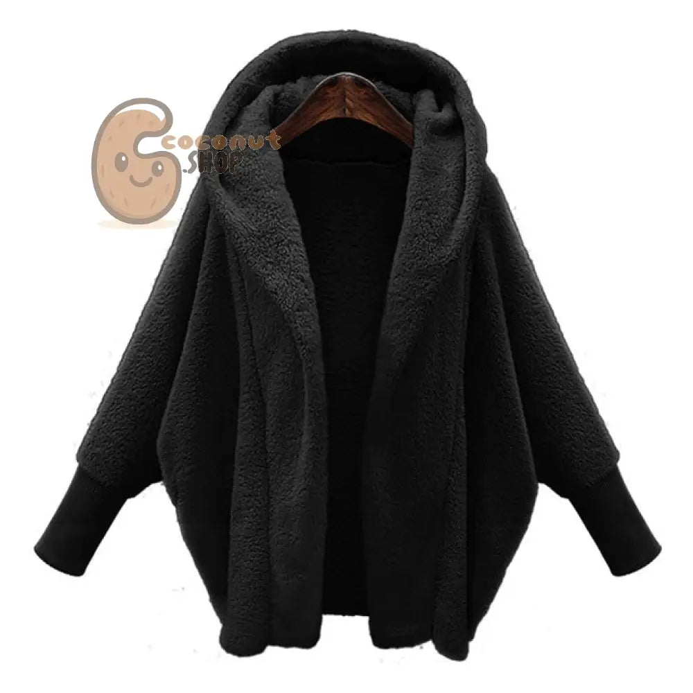Winter Faux Fur Hooded Coat: Casual Chic - Black / XL