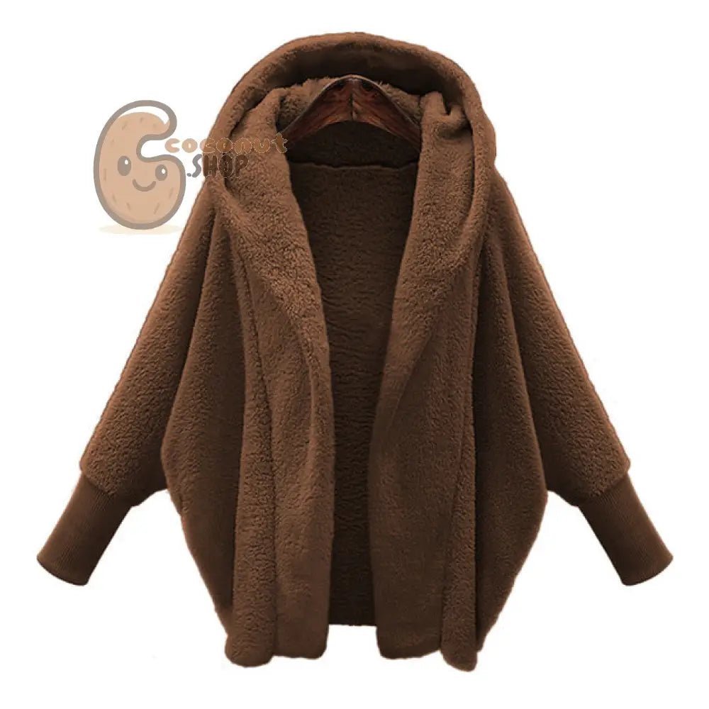 Winter Faux Fur Hooded Coat: Casual Chic - Brown / XL